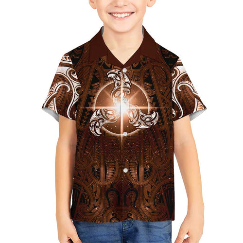 New Zealand Matariki Tupuanuku Hawaiian Shirt Maori Moko Brown Galaxy