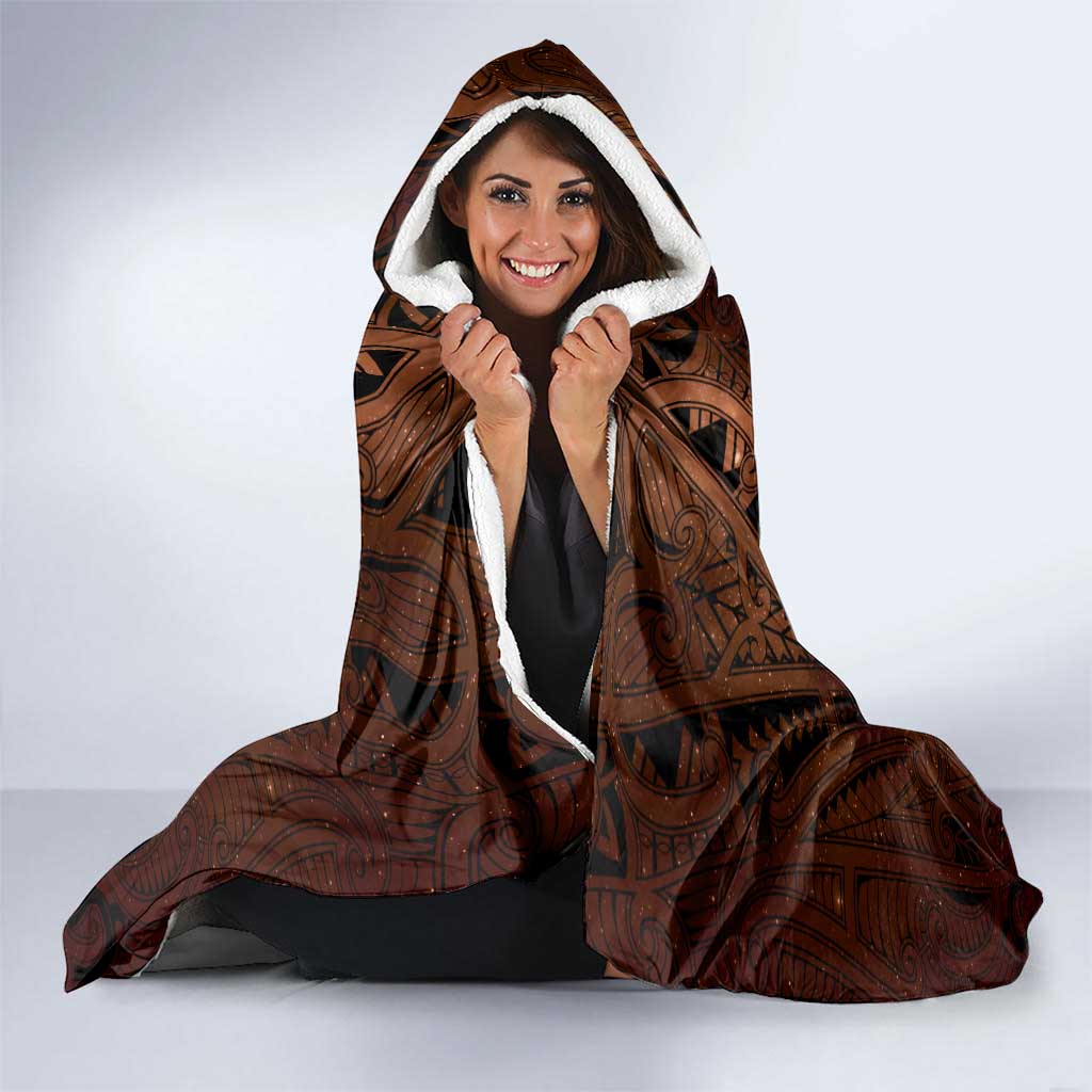 New Zealand Matariki Tupuanuku Hooded Blanket Maori Moko Brown Galaxy