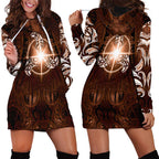 New Zealand Matariki Tupuanuku Hoodie Dress Maori Moko Brown Galaxy