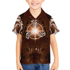 New Zealand Matariki Tupuanuku Kid Hawaiian Shirt Maori Moko Brown Galaxy