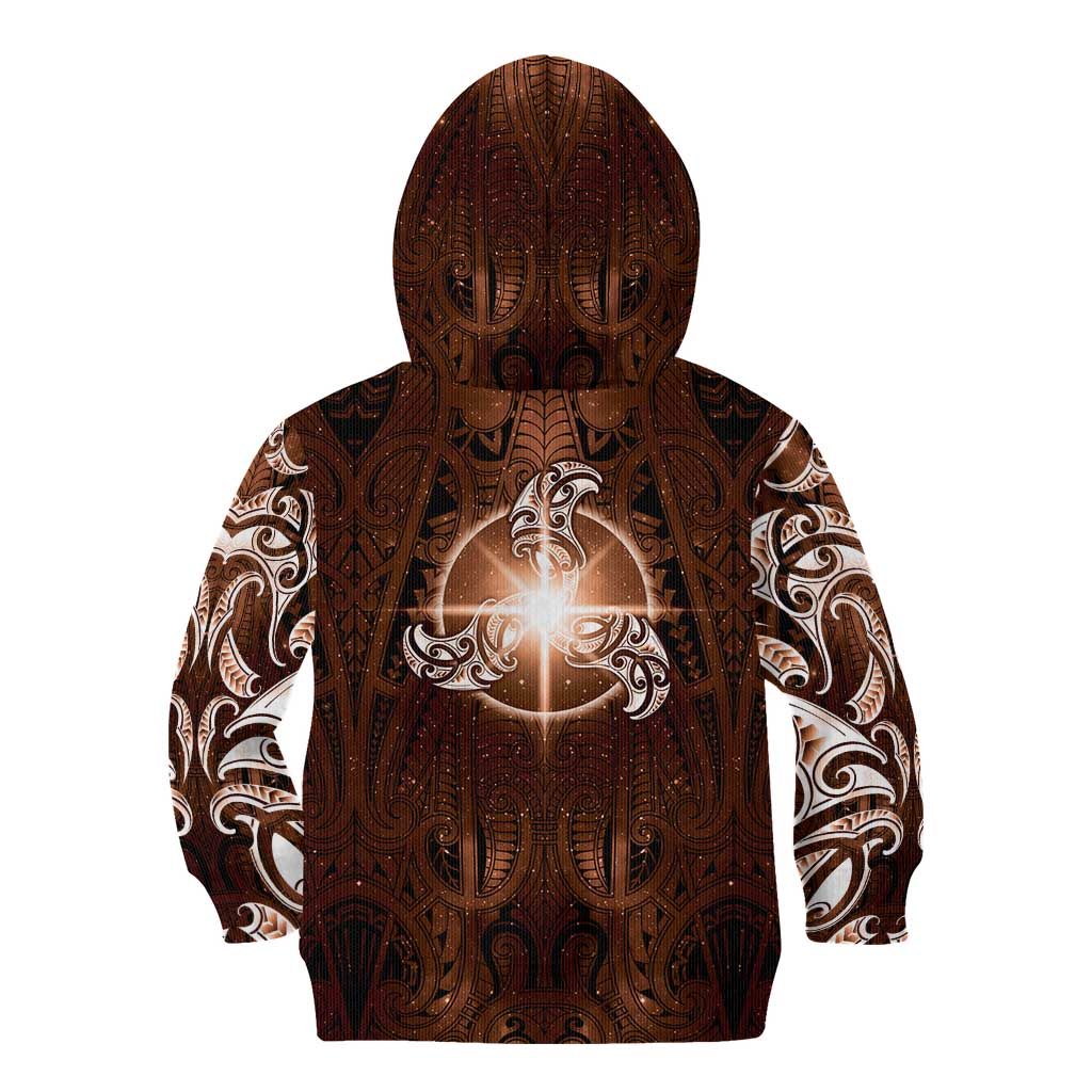 New Zealand Matariki Tupuanuku Kid Hoodie Maori Moko Brown Galaxy