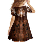 New Zealand Matariki Tupuanuku Kid Short Sleeve Dress Maori Moko Brown Galaxy