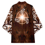 New Zealand Matariki Tupuanuku Kimono Maori Moko Brown Galaxy