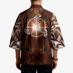 New Zealand Matariki Tupuanuku Kimono Maori Moko Brown Galaxy