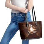 New Zealand Matariki Tupuanuku Leather Tote Bag Maori Moko Brown Galaxy