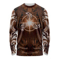 New Zealand Matariki Tupuanuku Long Sleeve Shirt Maori Moko Brown Galaxy
