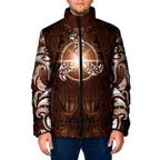 New Zealand Matariki Tupuanuku Padded Jacket Maori Moko Brown Galaxy