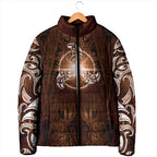 New Zealand Matariki Tupuanuku Padded Jacket Maori Moko Brown Galaxy