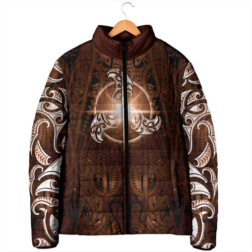 New Zealand Matariki Tupuanuku Padded Jacket Maori Moko Brown Galaxy