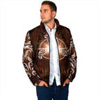 New Zealand Matariki Tupuanuku Padded Jacket Maori Moko Brown Galaxy