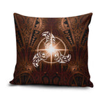 New Zealand Matariki Tupuanuku Pillow Cover Maori Moko Brown Galaxy
