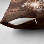 New Zealand Matariki Tupuanuku Pillow Cover Maori Moko Brown Galaxy