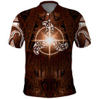 New Zealand Matariki Tupuanuku Polo Shirt Maori Moko Brown Galaxy