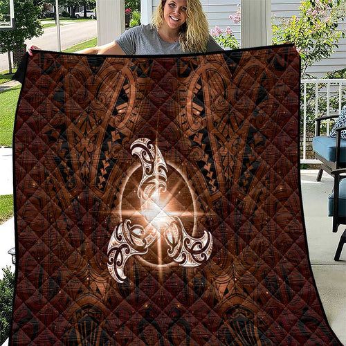 New Zealand Matariki Tupuanuku Quilt Maori Moko Brown Galaxy