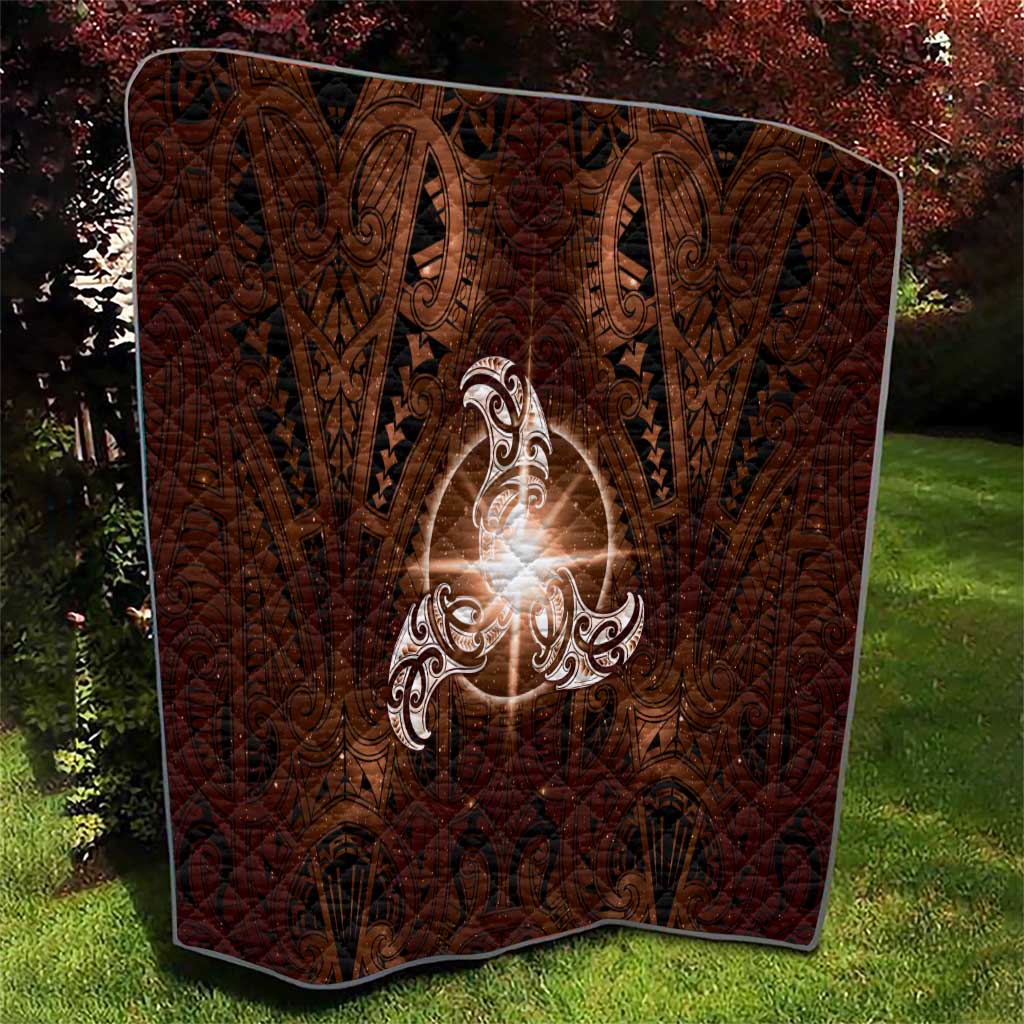 New Zealand Matariki Tupuanuku Quilt Maori Moko Brown Galaxy