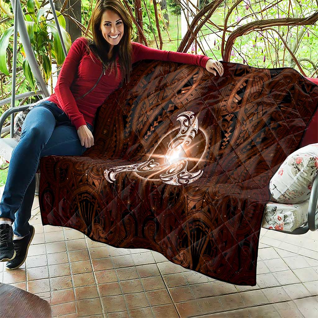 New Zealand Matariki Tupuanuku Quilt Maori Moko Brown Galaxy