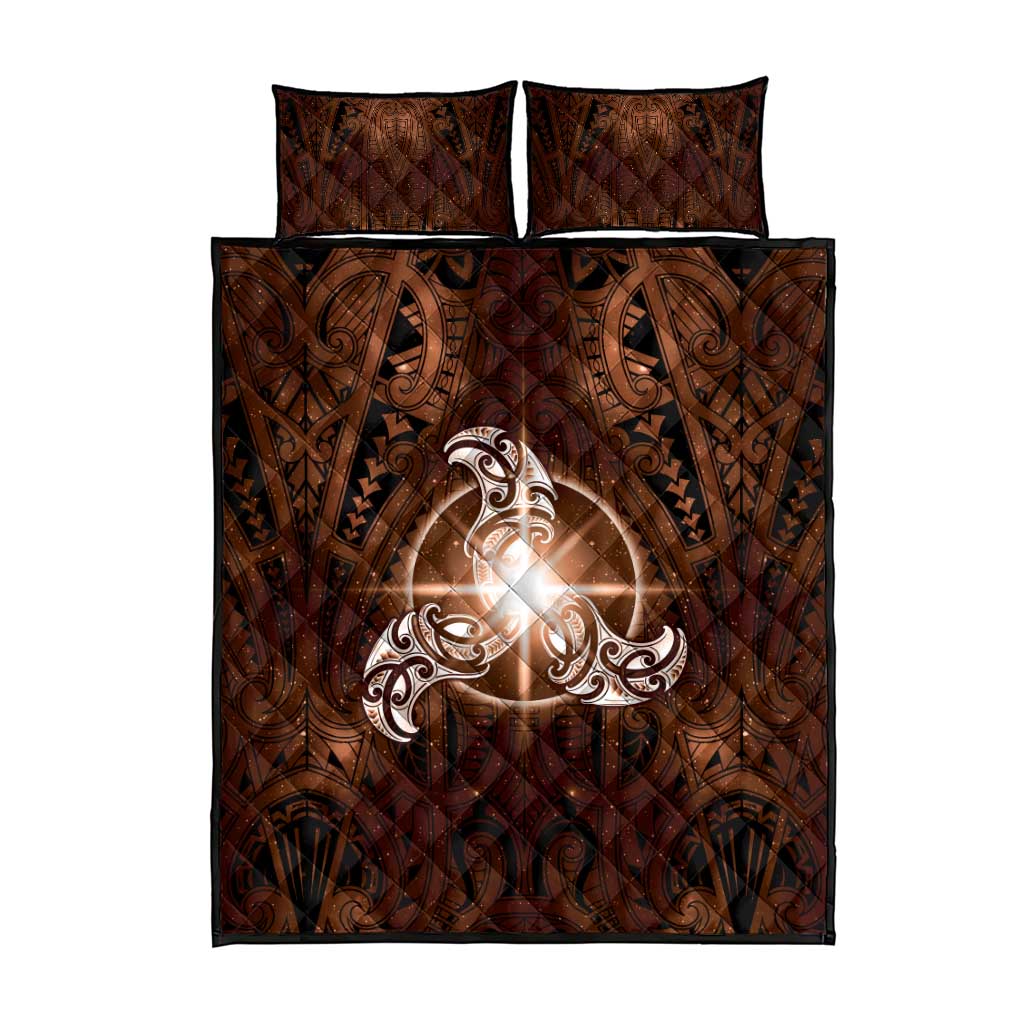 New Zealand Matariki Tupuanuku Quilt Bed Set Maori Moko Brown Galaxy