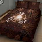 New Zealand Matariki Tupuanuku Quilt Bed Set Maori Moko Brown Galaxy