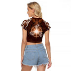 New Zealand Matariki Tupuanuku Raglan Cropped T Shirt Maori Moko Brown Galaxy