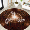 New Zealand Matariki Tupuanuku Round Carpet Maori Moko Brown Galaxy