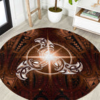 New Zealand Matariki Tupuanuku Round Carpet Maori Moko Brown Galaxy