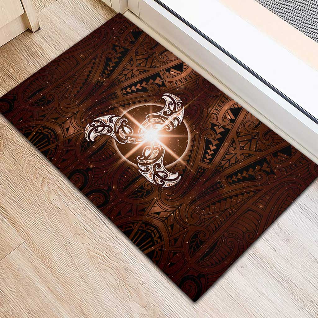 New Zealand Matariki Tupuanuku Rubber Doormat Maori Moko Brown Galaxy