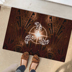 New Zealand Matariki Tupuanuku Rubber Doormat Maori Moko Brown Galaxy