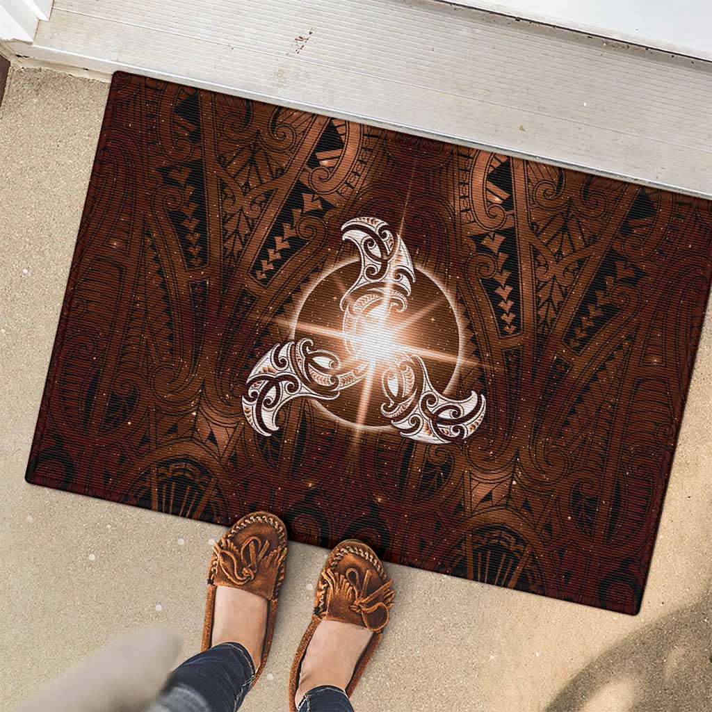 New Zealand Matariki Tupuanuku Rubber Doormat Maori Moko Brown Galaxy