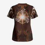 New Zealand Matariki Tupuanuku Scrub Top Maori Moko Brown Galaxy