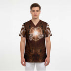 New Zealand Matariki Tupuanuku Scrub Top Maori Moko Brown Galaxy