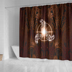 New Zealand Matariki Tupuanuku Shower Curtain Maori Moko Brown Galaxy