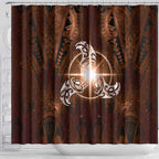 New Zealand Matariki Tupuanuku Shower Curtain Maori Moko Brown Galaxy