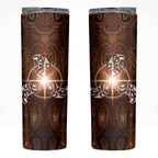 New Zealand Matariki Tupuanuku Skinny Tumbler Maori Moko Brown Galaxy