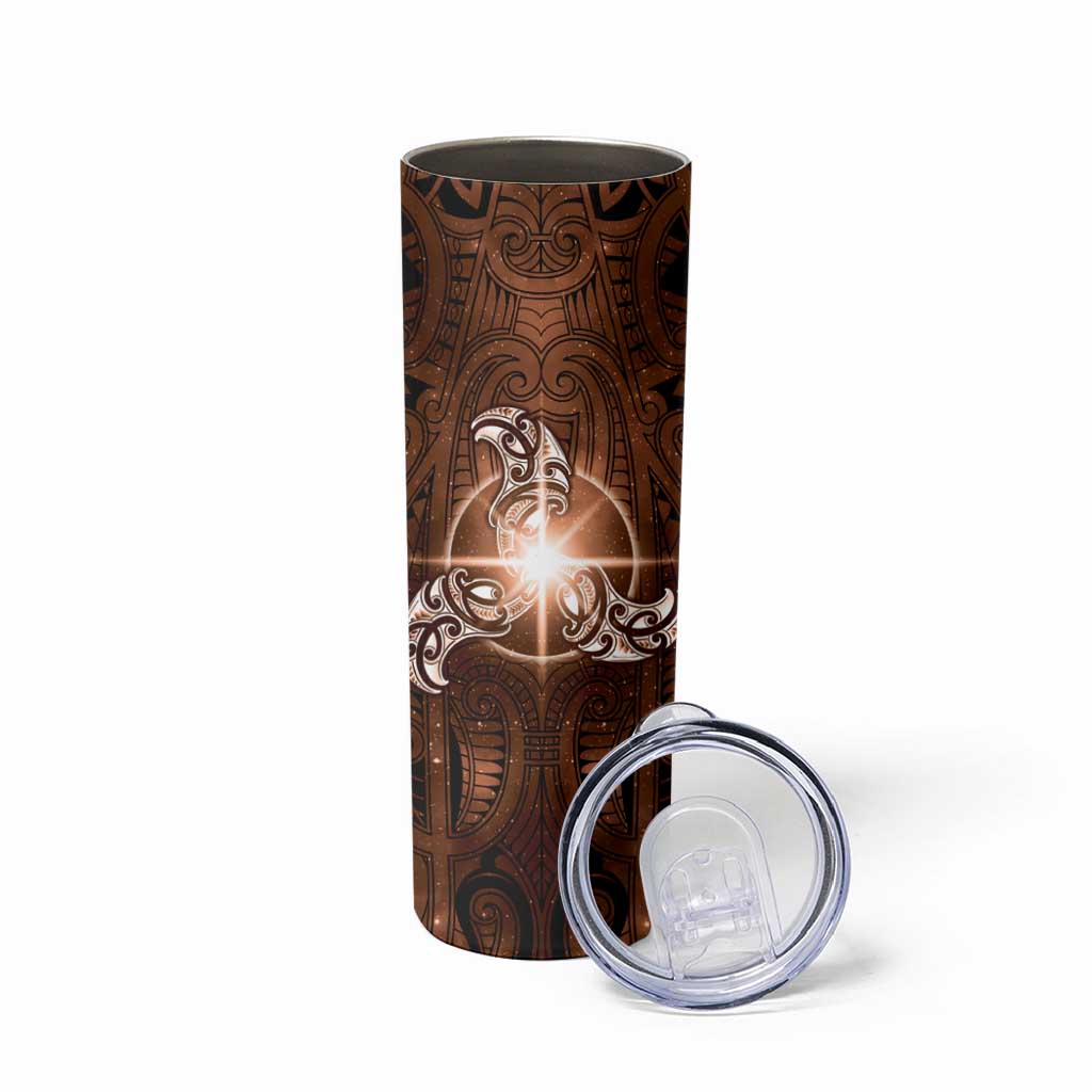 New Zealand Matariki Tupuanuku Skinny Tumbler Maori Moko Brown Galaxy