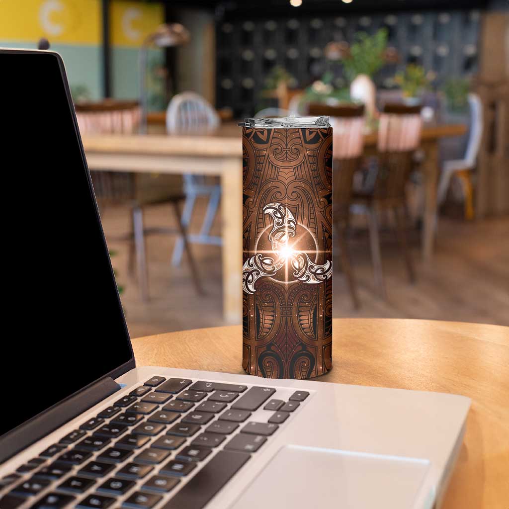 New Zealand Matariki Tupuanuku Skinny Tumbler Maori Moko Brown Galaxy