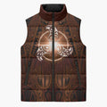 New Zealand Matariki Tupuanuku Sleeveless Puffer Jacket Maori Moko Brown Galaxy