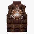New Zealand Matariki Tupuanuku Sleeveless Puffer Jacket Maori Moko Brown Galaxy