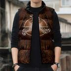 New Zealand Matariki Tupuanuku Sleeveless Puffer Jacket Maori Moko Brown Galaxy