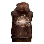 New Zealand Matariki Tupuanuku Sleeveless Zip Hoodie Maori Moko Brown Galaxy