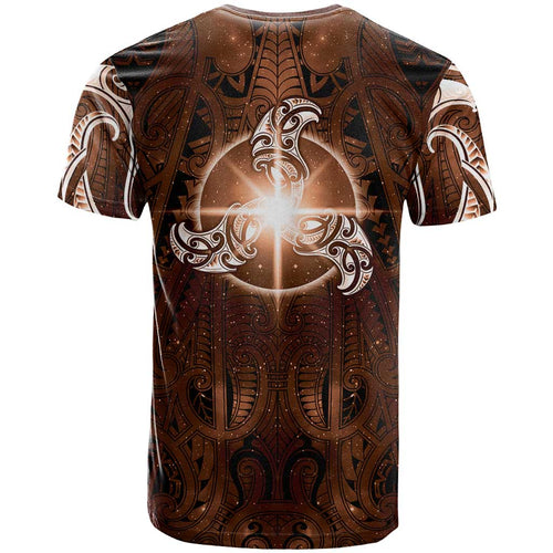 New Zealand Matariki Tupuanuku T Shirt Maori Moko Brown Galaxy