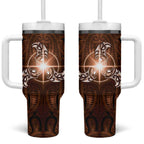 New Zealand Matariki Tupuanuku Tumbler With Handle Maori Moko Brown Galaxy