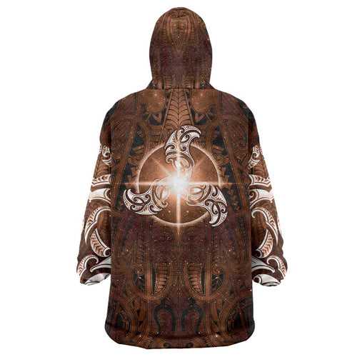 New Zealand Matariki Tupuanuku Wearable Blanket Hoodie Maori Moko Brown Galaxy