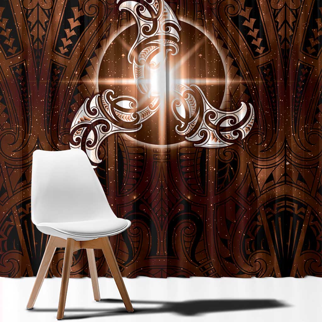 New Zealand Matariki Tupuanuku Window Curtain Maori Moko Brown Galaxy