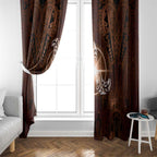 New Zealand Matariki Tupuanuku Window Curtain Maori Moko Brown Galaxy