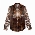 New Zealand Matariki Tupuanuku Women Casual Shirt Maori Moko Brown Galaxy