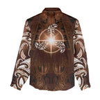 New Zealand Matariki Tupuanuku Women Casual Shirt Maori Moko Brown Galaxy