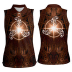 New Zealand Matariki Tupuanuku Women Sleeveless Polo Shirt Maori Moko Brown Galaxy