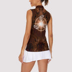 New Zealand Matariki Tupuanuku Women Sleeveless Polo Shirt Maori Moko Brown Galaxy