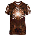 New Zealand Matariki Tupuanuku Women V-Neck T-Shirt Maori Moko Brown Galaxy