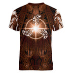 New Zealand Matariki Tupuanuku Women V-Neck T-Shirt Maori Moko Brown Galaxy